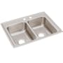 Elkay Lustertone 29" Drop In Double Basin Stainless Steel Kitchen Sink 2 Faucet Holes (Middle Right)