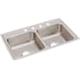 Elkay Lustertone 33" Drop In Double Basin Stainless Steel Kitchen Sink 4 Faucet Holes