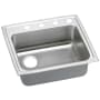 Elkay Gourmet 22" Single Basin Drop In Stainless Steel Kitchen Sink 1 Faucet Hole