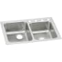 Elkay Gourmet 33" Double Basin Drop In Stainless Steel Kitchen Sink 4 Faucet Holes