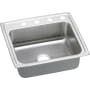 Elkay Gourmet 25" Single Basin Drop In Stainless Steel Kitchen Sink 2 Faucet Holes
