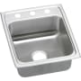 Elkay Gourmet 17" Single Basin Drop In Stainless Steel Kitchen Sink 3 Faucet Holes