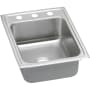 Elkay Gourmet 17" Single Basin Drop In Stainless Steel Kitchen Sink 3 Faucet Holes