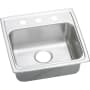 Elkay Gourmet 19" Single Basin Drop In Stainless Steel Kitchen Sink 1 Faucet Hole