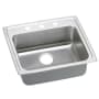 Elkay Gourmet 22" Single Basin Drop In Stainless Steel Kitchen Sink 3 Faucet Holes