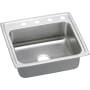 Elkay Gourmet 22" Single Basin Drop In Stainless Steel Kitchen Sink 4 Faucet Holes