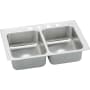 Elkay Gourmet 29" Double Basin Drop In Stainless Steel Kitchen Sink 4 Faucet Holes