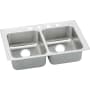 Elkay Gourmet 33" Double Basin Drop In Stainless Steel Kitchen Sink 4 Faucet Holes