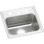 Elkay Celebrity 17" Drop In Single Basin Stainless Steel Kitchen Sink 3 Faucet Holes