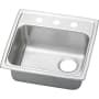 Elkay Pacemaker 19-1/2" Single Basin Drop In Stainless Steel Kitchen Sink 2 Faucet Holes