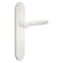 Emtek Sandcast Bronze Door Configuration 1 Passage Multi Point Arched Trim Lever Set with American Cylinder Below Handle Silver Patina