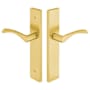 Emtek Brass Modern Door Configuration 1 Half Inactive Half Passage Multi Point Narrow Trim Lever Set with American Cylinder Below Handle Satin Brass
