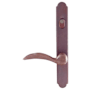 Emtek Sandcast Bronze Door Configuration 2 Keyed Entry Multi Point Narrow Arched Trim Lever Set with American Cylinder Above Handle Medium Bronze