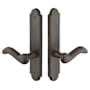 Emtek Sandcast Bronze Door Configuration 2 Inactive Multi Point Narrow Arched Trim Lever Set with American Cylinder Above Handle Medium Bronze