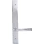 Emtek Brass Modern Door Configuration 2 Half Inactive Half Passage Multi Point Narrow Trim Lever Set with American Cylinder Above Handle Satin Nickel