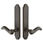 Emtek Sandcast Bronze Door Configuration 3 Thumbturn Multi Point Narrow Arched Trim Lever Set with American Cylinder Above Handle Medium Bronze