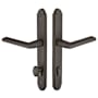 Emtek Sandcast Bronze Door Configuration 5 Keyed Entry Multi Point Narrow Arched Trim Lever Set with European Cylinder Below Handle Medium Bronze