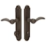 Emtek Sandcast Bronze Door Configuration 5 Keyed Entry Multi Point Arched Trim Lever Set with European Cylinder Below Handle Medium Bronze