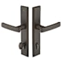 Emtek Sandcast Bronze Door Configuration 5 Keyed Entry Multi Point Trim Lever Set with European Cylinder Below Handle Medium Bronze