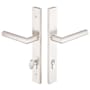 Emtek Brass Modern Door Configuration 5 Keyed Entry Multi Point Narrow Trim Lever Set with European Cylinder Below Handle Brushed Stainless Steel