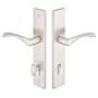 Emtek Brass Modern Door Configuration 5 Keyed Entry Multi Point Narrow Trim Lever Set with European Cylinder Below Handle Satin Nickel