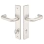 Emtek Brass Modern Door Configuration 5 Keyed Entry Multi Point Trim Lever Set with European Cylinder Below Handle Brushed Stainless Steel