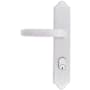 Emtek Classic Brass Door Configuration 6 Keyed Entry Multi Point Trim Lever Set with American Cylinder Below Handle Satin Nickel