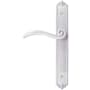 Emtek Designer Brass Door Configuration 6 Patio Multi Point Narrow Trim Lever Set with American Cylinder Below Handle Satin Nickel