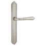 Emtek Designer Brass Door Configuration 6 Patio Multi Point Narrow Trim Lever Set with American Cylinder Below Handle Pewter
