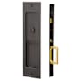 Emtek Rustic Modern Rectangular 8-1/2 Inch Privacy Mortise Pocket Door Lock for 1-7/8" Thick Doors Medium Bronze