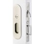 Emtek Narrow Oval 7-1/4 Inch Tall Privacy Mortise Pocket Door Lock for 1-3/4" Thick Doors Satin Nickel
