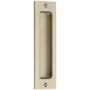 Emtek 6 Inch Tall Sandcast Bronze Modern Rectangular Flush Pull for Sliding Doors Tumbled White Bronze