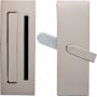 Emtek Modern Rectangular Barn Door Privacy Lock and Flush Pull Polished Nickel