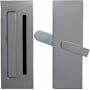 Emtek Modern Rectangular Barn Door Privacy Lock and Flush Pull Polished Chrome