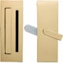 Emtek Modern Rectangular Barn Door Privacy Lock and Flush Pull Satin Brass