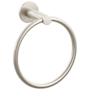 Emtek Modern Tubular 6-3/4" Wall Mounted Towel Ring with Small Disc Rosette Satin Nickel