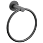 Emtek Modern Tubular 6-3/4" Wall Mounted Towel Ring with Small Disc Rosette Flat Black