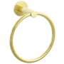 Emtek Modern Tubular 6-3/4" Wall Mounted Towel Ring with Small Disc Rosette Unlacquered Brass