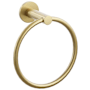 Emtek Modern Tubular 6-3/4" Wall Mounted Towel Ring with Small Disc Rosette French Antique