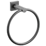 Emtek Modern Tubular 6-3/4" Wall Mounted Towel Ring with Small Square Rosette Oil Rubbed Bronze