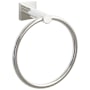 Emtek Modern Tubular 6-3/4" Wall Mounted Towel Ring with Small Square Rosette Polished Nickel