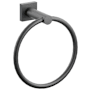 Emtek Modern Tubular 6-3/4" Wall Mounted Towel Ring with Small Square Rosette Flat Black
