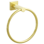 Emtek Modern Tubular 6-3/4" Wall Mounted Towel Ring with Small Square Rosette Unlacquered Brass