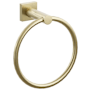 Emtek Modern Tubular 6-3/4" Wall Mounted Towel Ring with Small Square Rosette Satin Brass