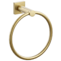 Emtek Modern Tubular 6-3/4" Wall Mounted Towel Ring with Small Square Rosette French Antique