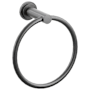 Emtek Modern Tubular 6-3/4" Wall Mounted Towel Ring with Step Disc Rosette Oil Rubbed Bronze