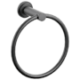 Emtek Modern Tubular 6-3/4" Wall Mounted Towel Ring with Step Disc Rosette Flat Black