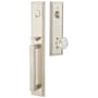 Emtek Melrose Full Plate Single Cylinder Keyed Entry Handleset with Belmont Interior Knob Satin Nickel