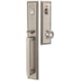 Emtek Melrose Full Plate Single Cylinder Keyed Entry Handleset with Belmont Interior Knob Pewter