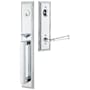 Emtek Melrose Right Handed Full Plate Single Cylinder Keyed Entry Handleset with Merrimack Interior Lever Polished Chrome